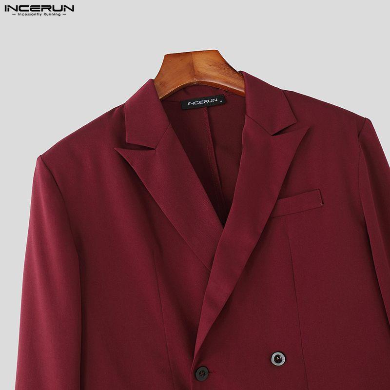 INCERUN Men Peak Lapel Long Sleeve Thin Blazer Long Pants Two Piece Suit Casual Outfits Sets