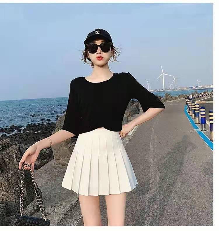2024 Women's High Waist JK College Style A-Line Pleated Skirt for Spring/Summer