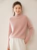 Women's Slim-Fit Ribbed Cashmere Sweater - Half-High Neck Knit Top for Autumn and Winter