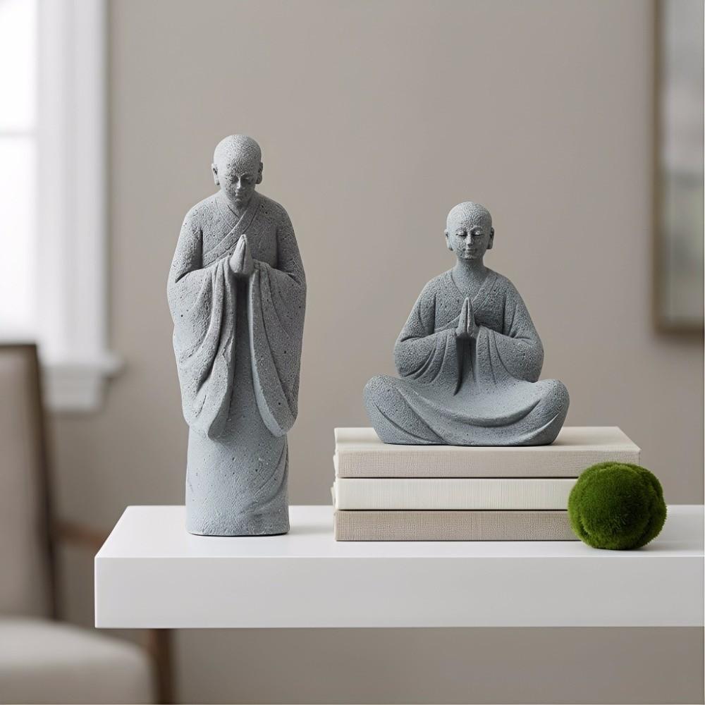 Figurka mnichů pro mikrokrajinu a meditaci Vtipná zahradní ozdoba Dekorace v zenovém stylu Dárky