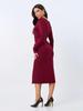 European & American Women's V-Neck Slim Fit Long Sleeve Midi Dress