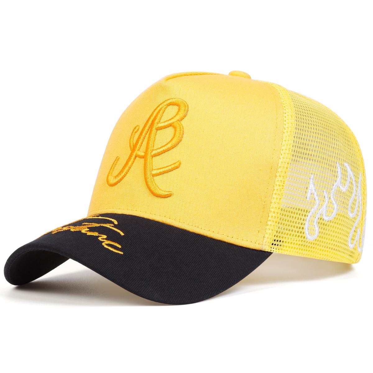 

Модная бейсболка с вышитым бантом и надписью «A Dance Side Flame», весенне-летняя бейсболка с защитой от солнца для мужчин и женщин, кепки из дышащей сетки жёлтый