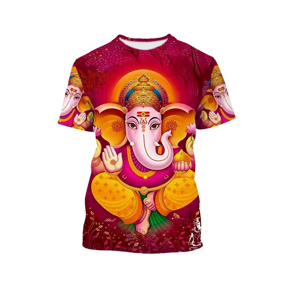 Hindu Wisdom God Ganesha 3D Printed Men T Shirts  Oversized Vintage Tops 90s Aesthetic Streetwear Tees
