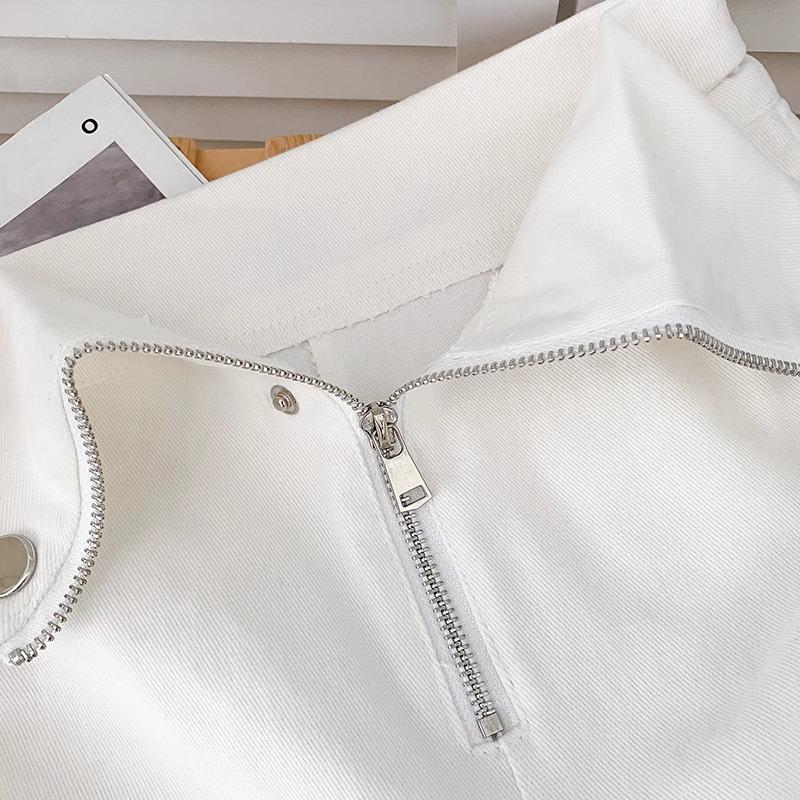 Summer High-Waist Zipper Pleated Bodycon Shorts for Women