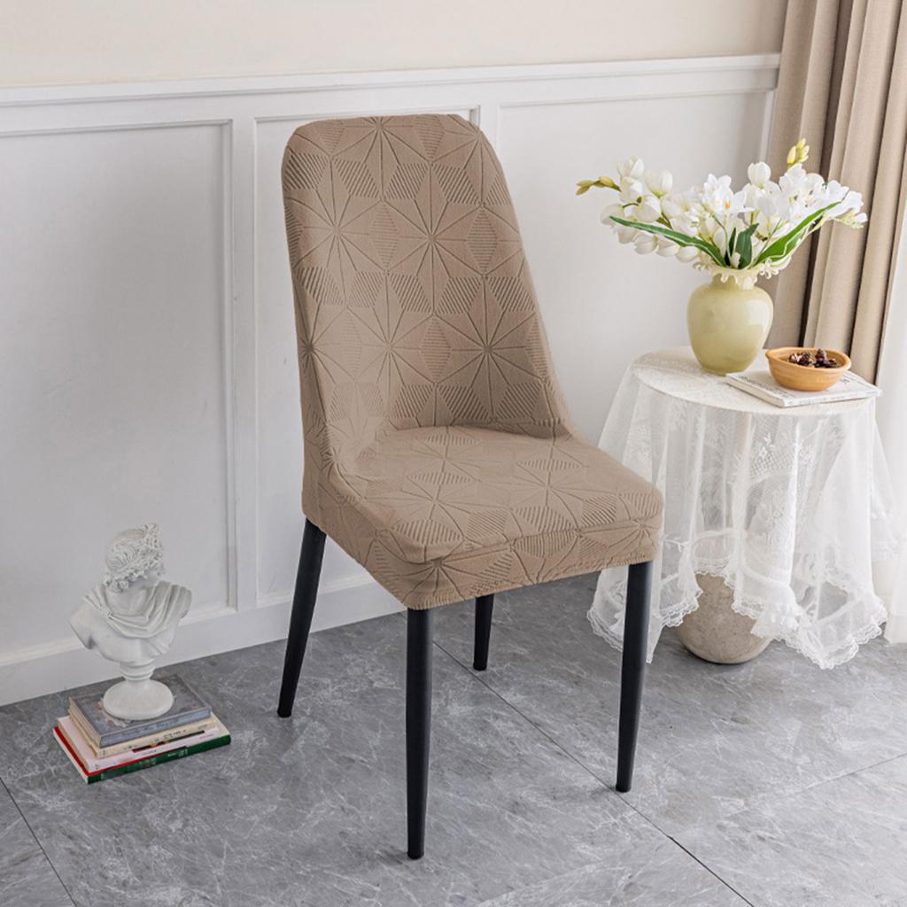 Jacquard Chair Covers Soild Color Anti-dust Curved Chair Slipcover for Living Room Banquet Wedding Office Elastic Covers