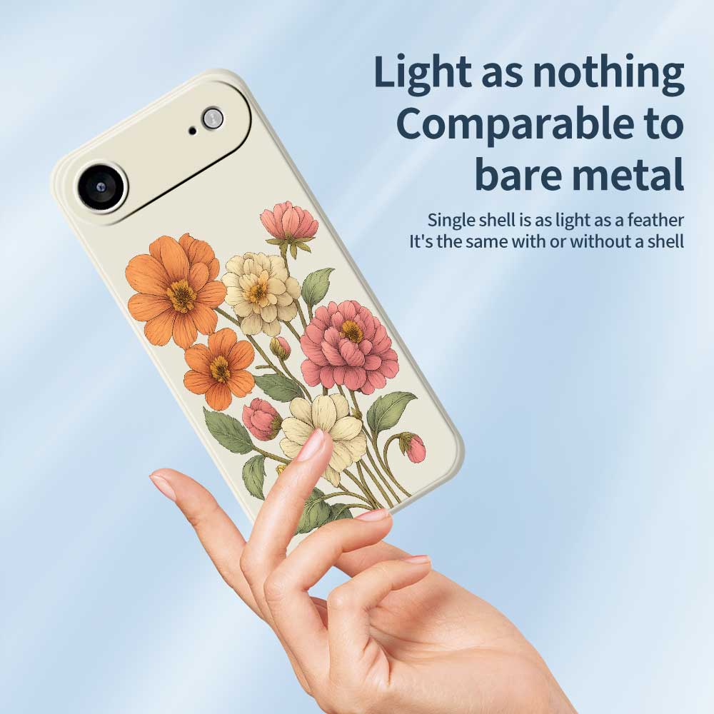 For iPhone 17 Air Case Beautiful Flowers Pattern Printing Straight Edge TPU Phone Back Cover