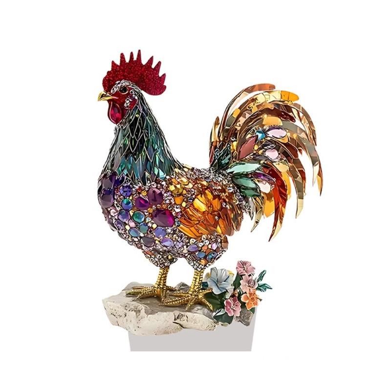

Статуэтка петуха Настольное украшение с подставкой Небьющаяся акриловая фигурка животного для украшения дома, офиса, стола 1