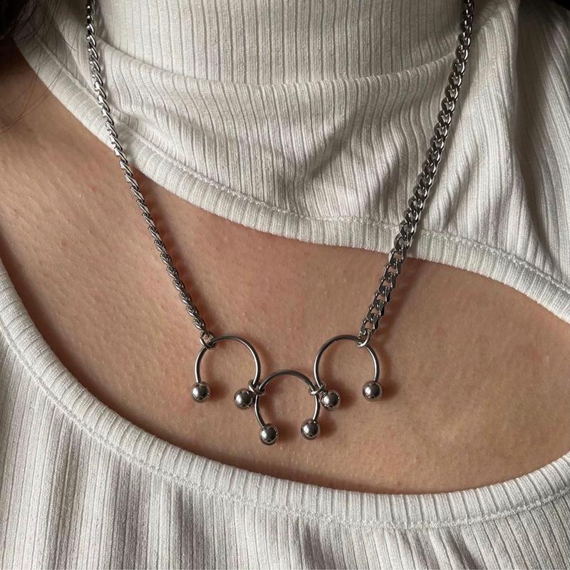 Hip Hop Cool C Shape Necklaces Night Club Hyperbole Sexy Thick Chain Short Choker for Women Unisex Party Fashion jewelry accesso