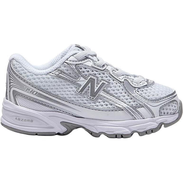 New Balance 740 Bungee Lace Toddler White Silver Metallic Baby Sneakers IZ740WM