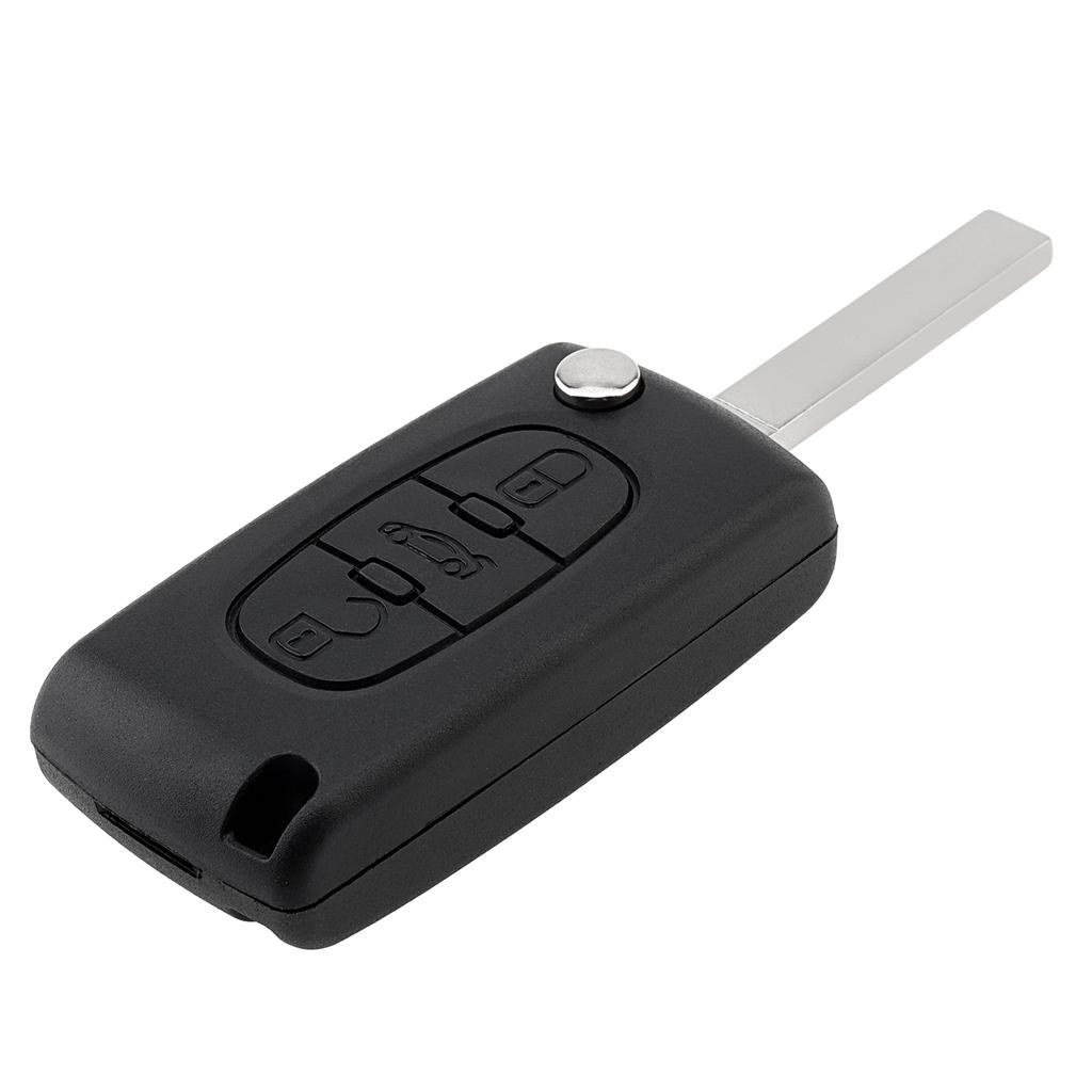 3tlačítkový náhradní skládací klíček do auta pro 207 307 308 407 / Citroen C1 C2 C3 C4 s kroužkem na klíče, šroubovákem, skořepina klíče do auta odolná proti opotřebení