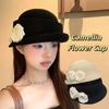 Elegant Camellia Flower Cap French Style Women's Formal hat Vintage Floral Bowler Hat  Famale