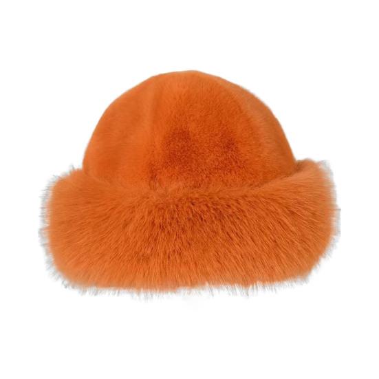 Faux Fur Winter Bucket Hat Solid Color Soft Texture Thickened Warm Plush Hat Gentle