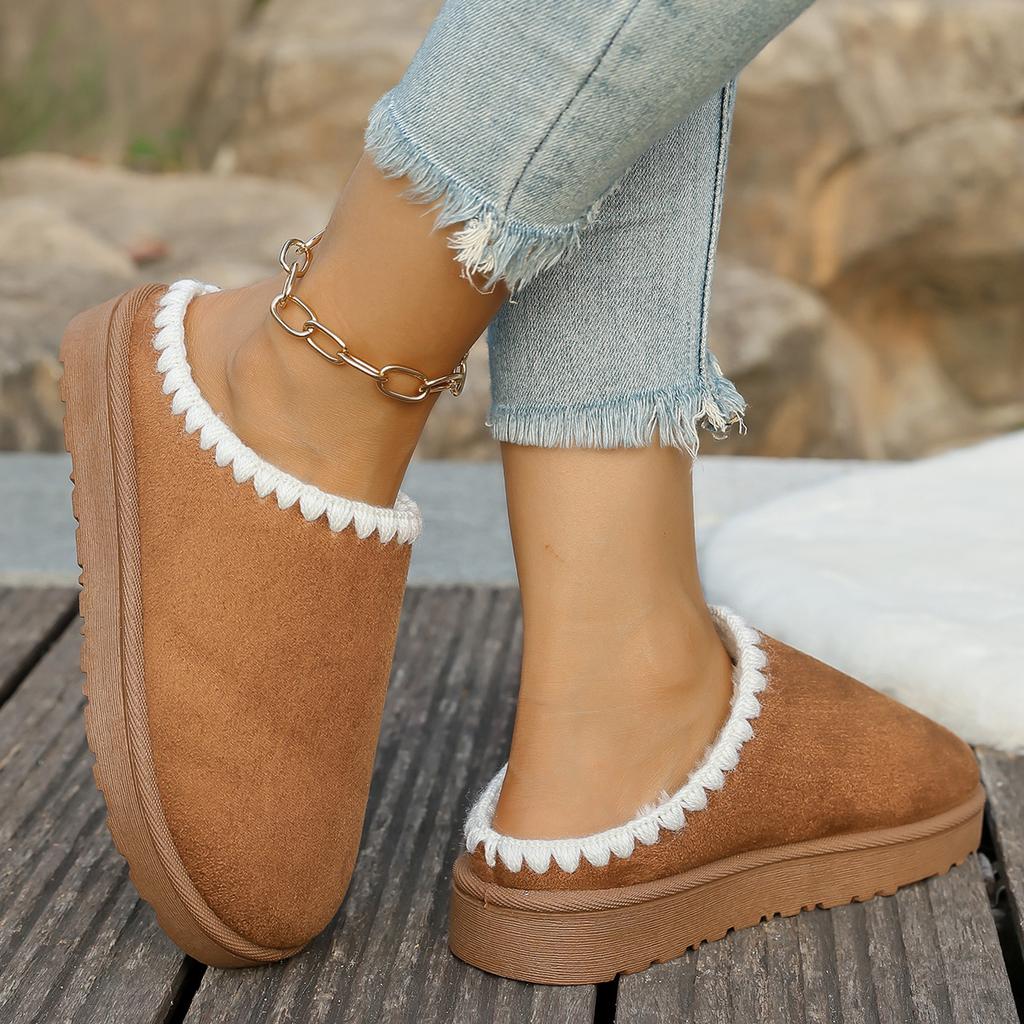 Fashion 2025 Winter warm fluffy Woman slippers soft bottom non slip thick plush clogs women Casual Platform House inddor Shoes slides