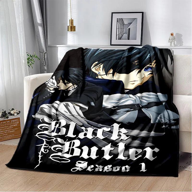 שמיכת קריקטורה אנימה תלת מימדית בלאק באטלר, שמיכת פליז רכה לבית, לחדר שינה, למיטה, לספה, לפיקניק, לנסיעות, למשרד, לכיסוי מנוחה, שמיכת ילדים