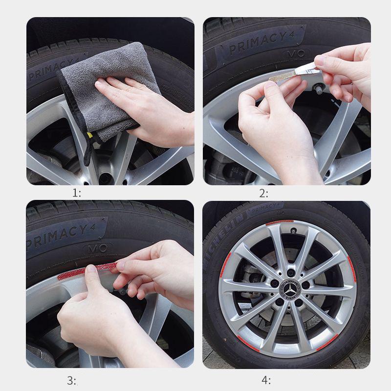 Rhinestone Car Wheel Reflective Stickers Car Styling tool Sticker Decals Motorcyle Stripe Tape Auto Exterior Accessories 5/10Pcs
