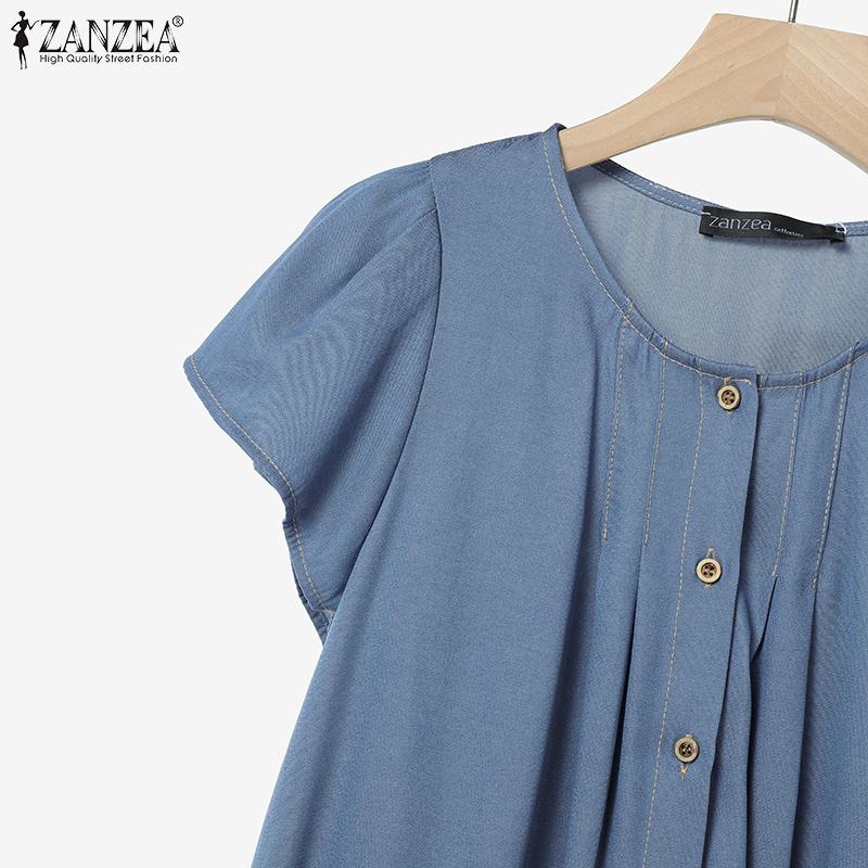 ZANZEA Women Casual Round Neck Summer Short Sleeve T-Shirts