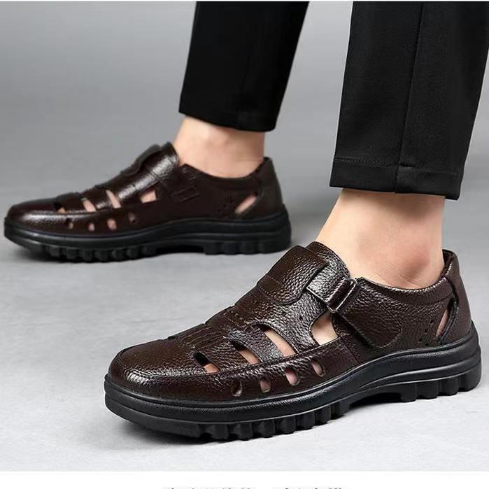 Men's Casual Summer Breathable Pointed Toe British Sandals for Weddings/Grooms