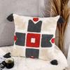 Nordic Moroccan Tassel Tufted Pillow Light Luxury Famous Style Embroidered Back Cushion Pillow Cover Happy Word Cushion