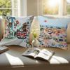 Travel Tourism City Painting Personalized Picture Text Home Decorative Pillows Household Gifts 45X45Cm