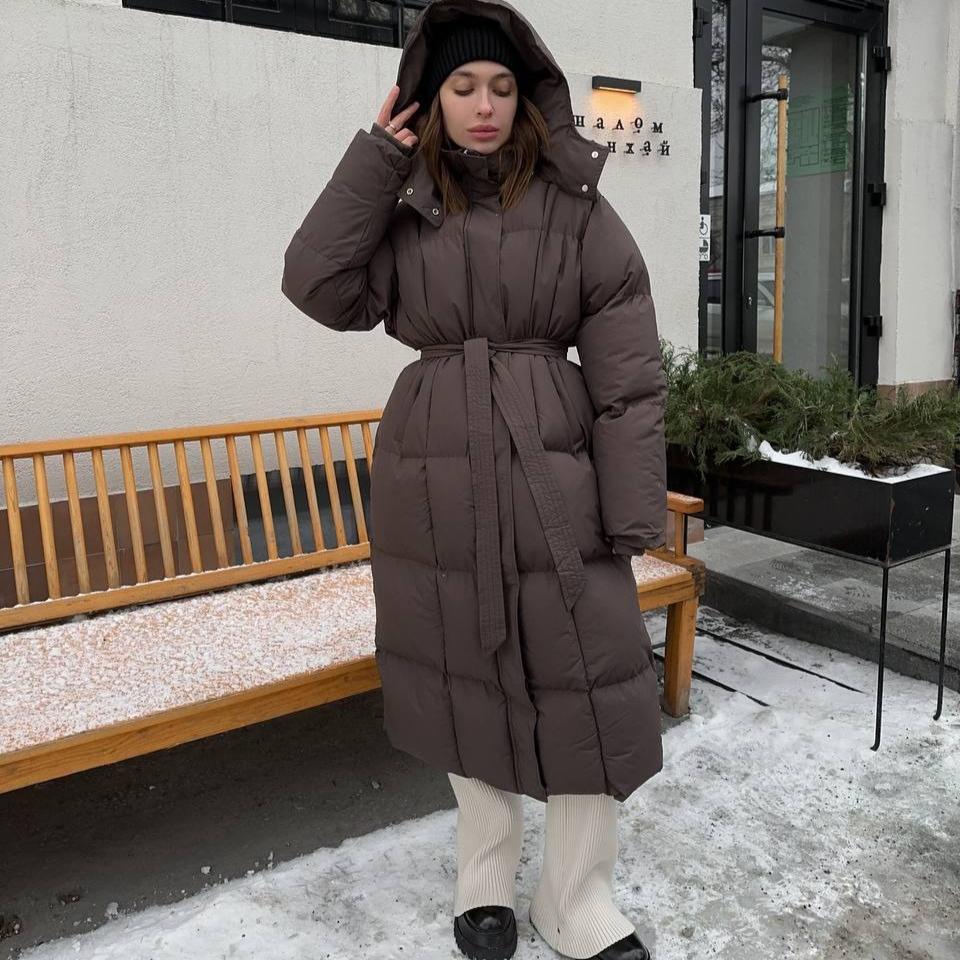 Winter Warm Coat for Women Windproof Hooded Long Jacket With Pockets Women's Full Zip Padded Coats Casual Warm Quilted Thick Jackets Outwear