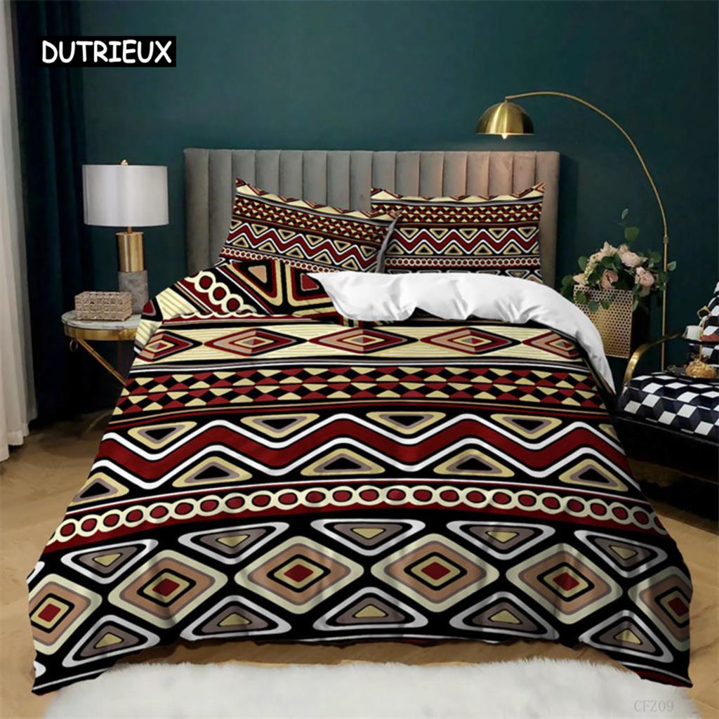 Geometric Duvet Cover Fashion Bohemian Flower Bedding Set Microfiber Exotic Style Comforter Cover King Full For Kids Adult Decor