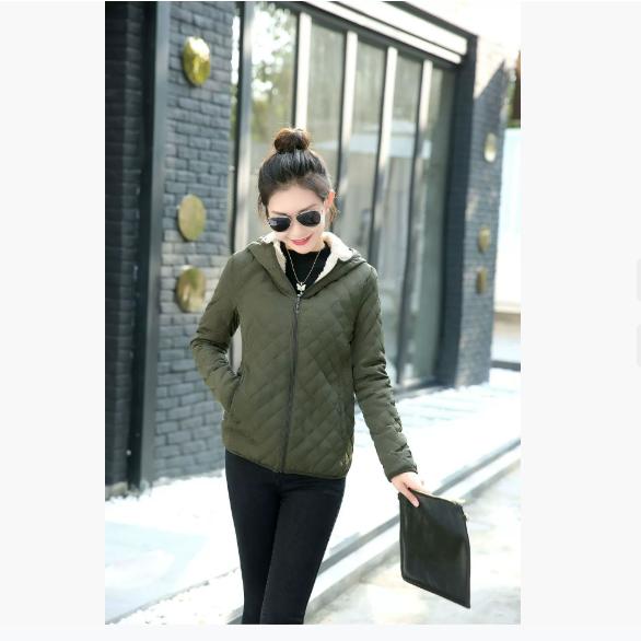 Cotton-padded Jacket Women's Short Lightweight Small Padded Jacket Casual Plus Velvet Thick Cotton-padded Jacket Women's Lamb Wool Jacket