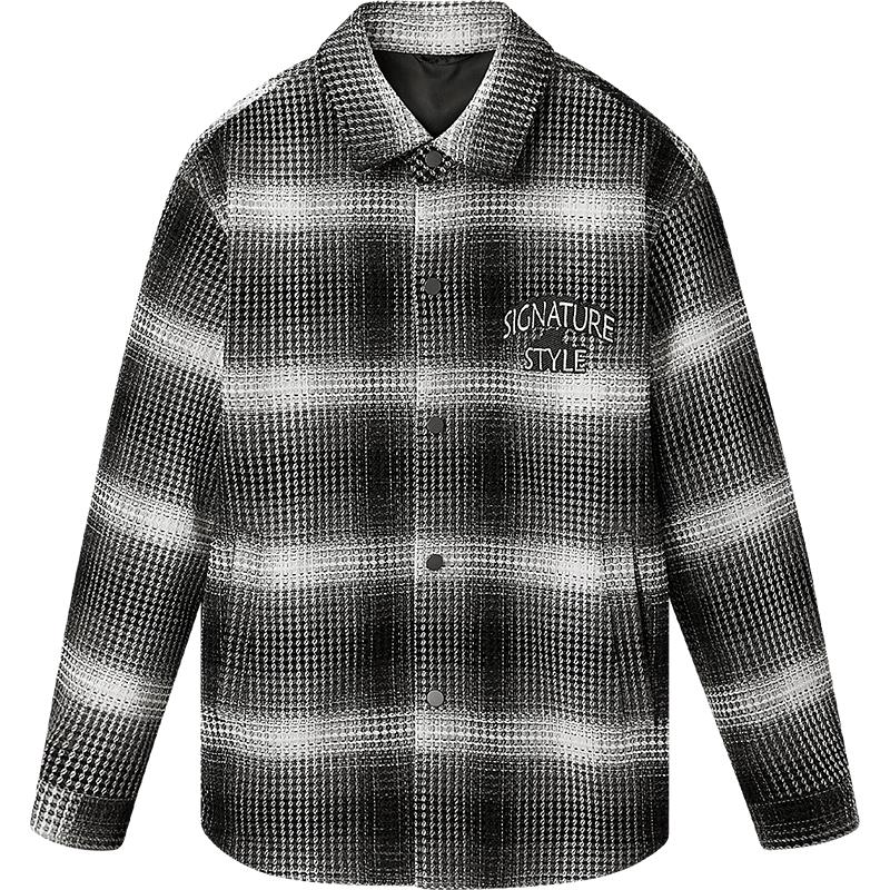 HLA Men's Classic Lapel Plaid Winter Jacket