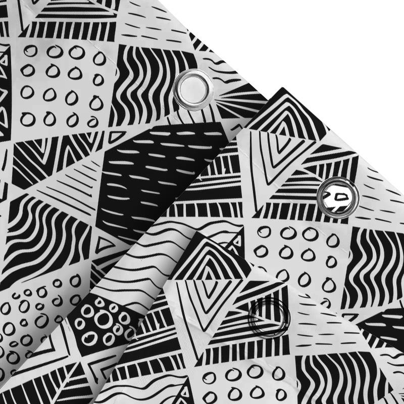 Black White Geometric Print Shower Curtain Modern Bathroom Decor Waterproof Fabric For Home Bathrooms Available In Various Sizes