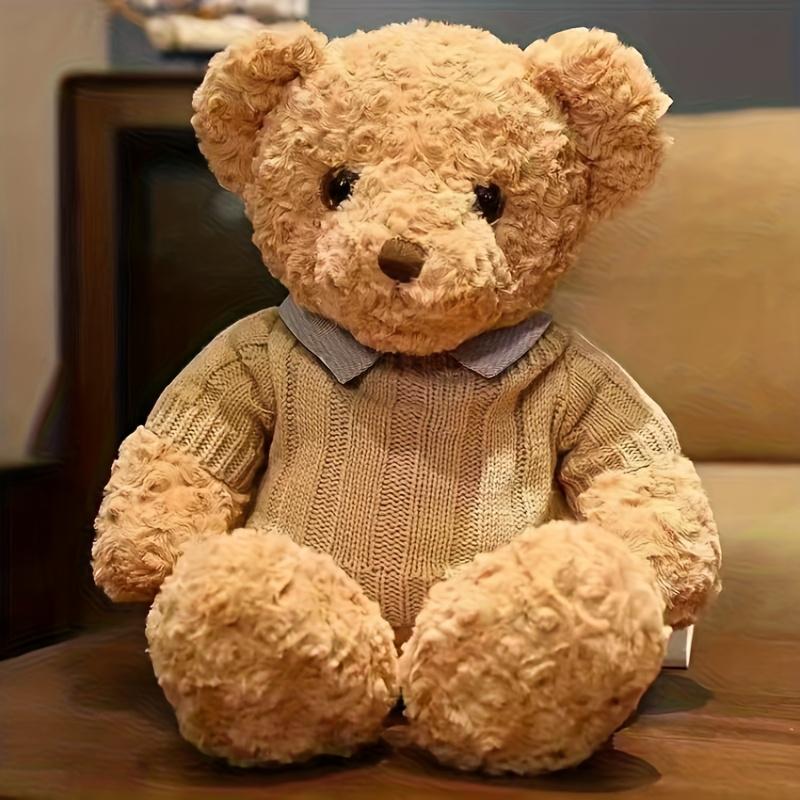[Cuddly Teddy Bear] Soft & Cuddly Teddy Bear Plush Doll with Two-Tone Sweater & Bow Tie | Gift for Girls Valentine's Day, Birthday, Children's Day