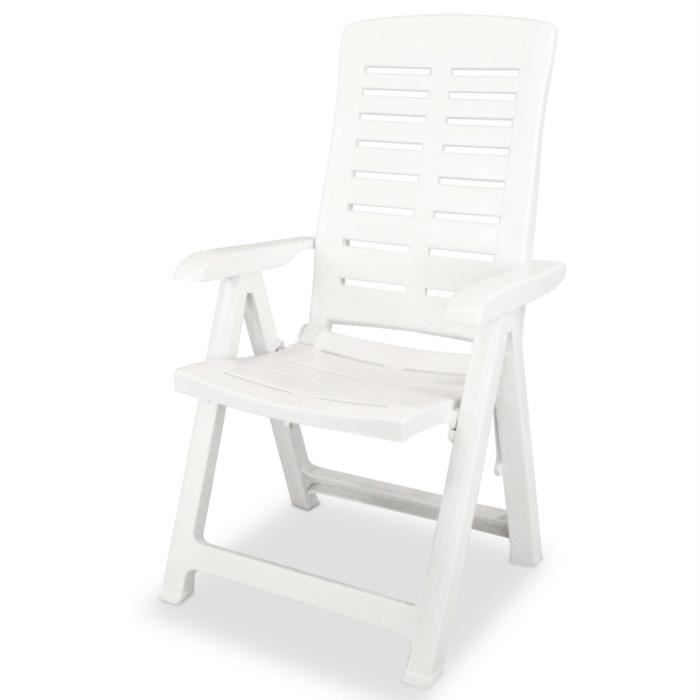 VidaXL Chaises inclinables de jardin 6 pcs Plastique Blanc
