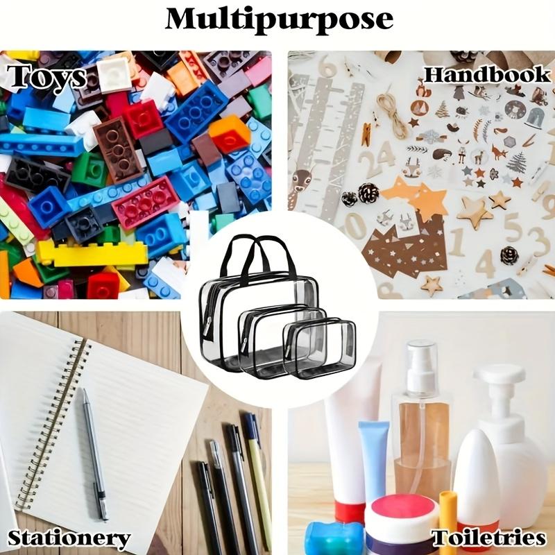3pcs Pack Clear Organizer Bags with Multi-Purpose| Zippered PVC Storage for Games/Books - Space-Saving Home Solution