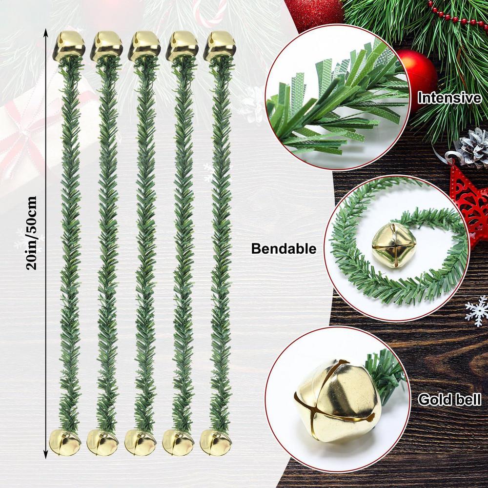 Ties For Garland 8 Piece Greenery Hooks Flexible With Bells Garland Hanger For Stairs For Christmas Tree Lights Bows Stairs