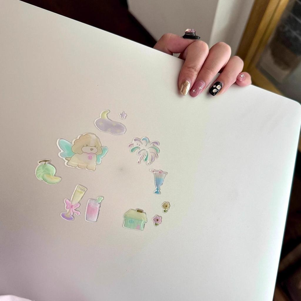 Girlish Cute Pink Fruit Ice Cream 3D Relief Stickers High-quality Epoxy Resin Jelly Decals for IPad Laptops Phone Case DIY Decor