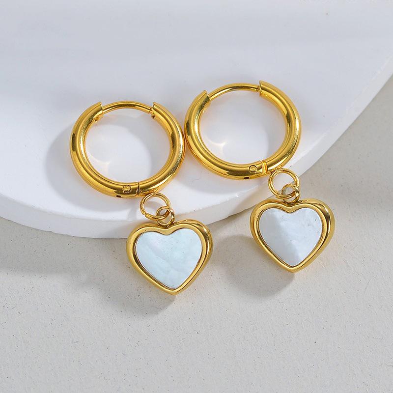 French Artistic Gold-Plated Titanium Steel Heart Earrings for Women - Versatile, High-End Design