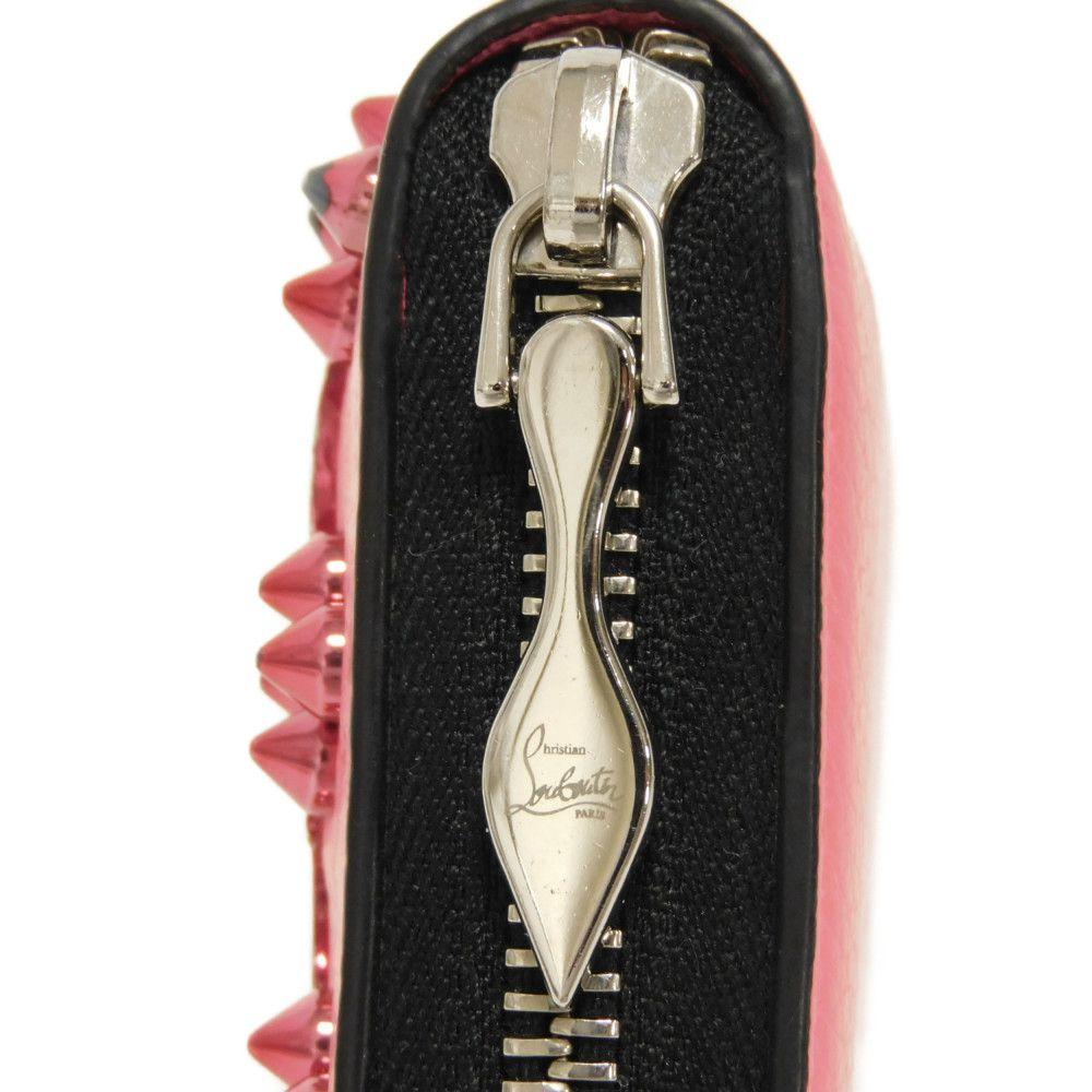Used 9605 Panettone Coin Purse 3175223 7943 Logo Metal Zip Around Wallet with Spike Studs Pink Women's from Japan