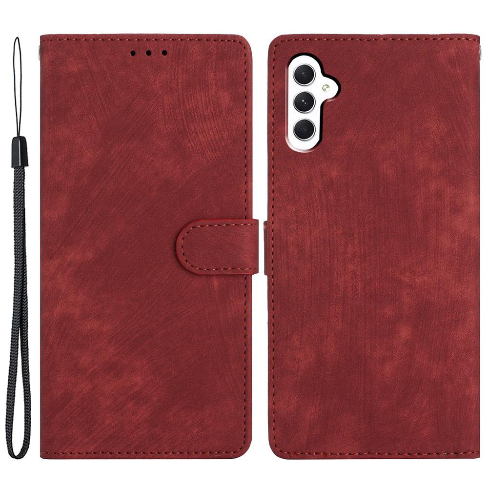 

For Samsung Galaxy A56 5G Case with Card Clots Skin-Touch PU Leather Phone Cover Stand Red