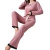 European and American pajamas women's four seasons new trousers long-sleeved princess style lace solid color loungewear set