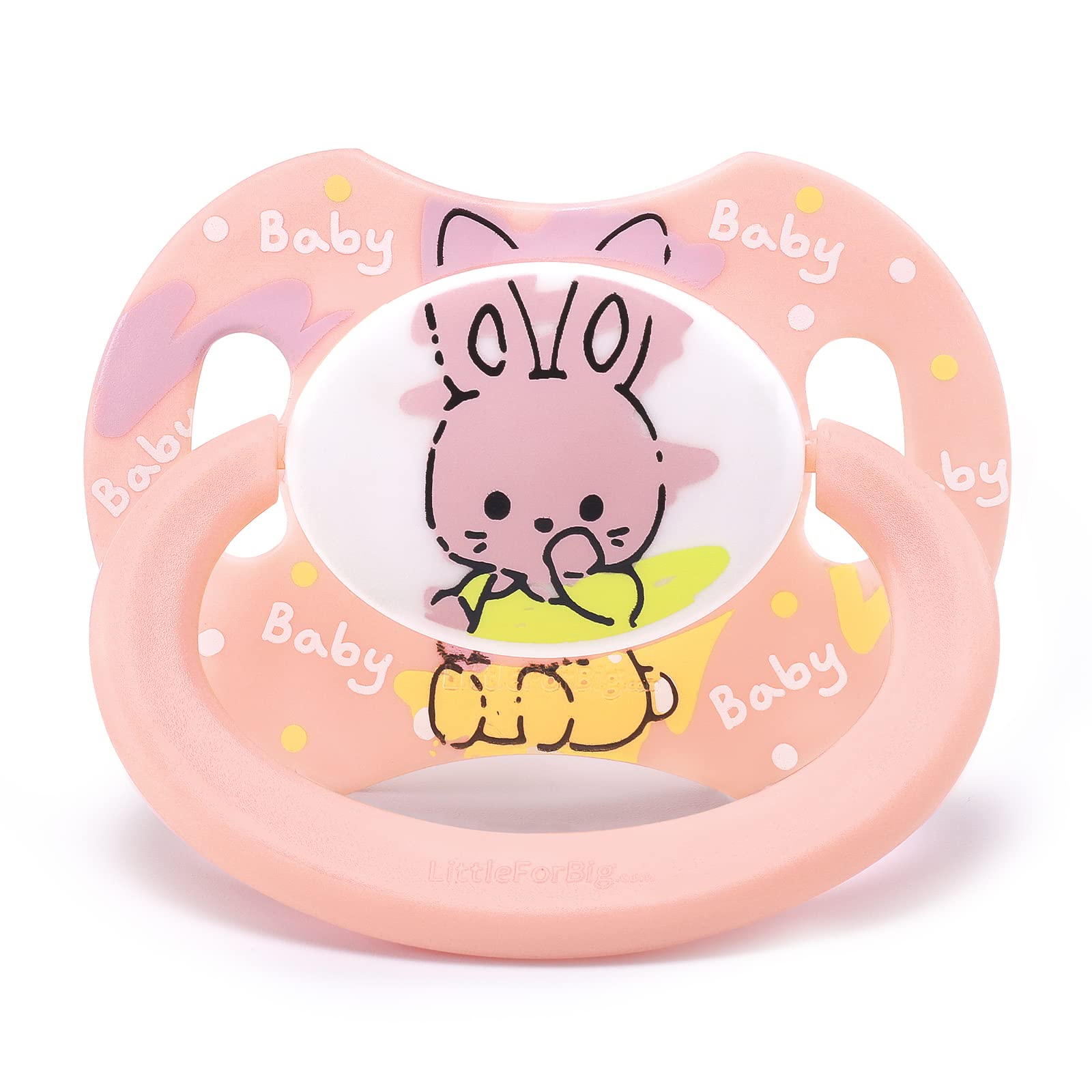 

LittleForBig Adult New Model 2nd Generation with Lid Pink Bunny Pacifier, [Baby Cuties]