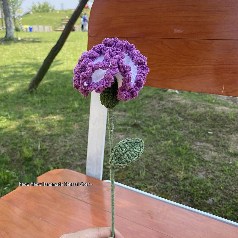 Buquê de Flores de Lã Tricotado à Mão: Ornamento de Rosa, Lírio, Girassol Presente