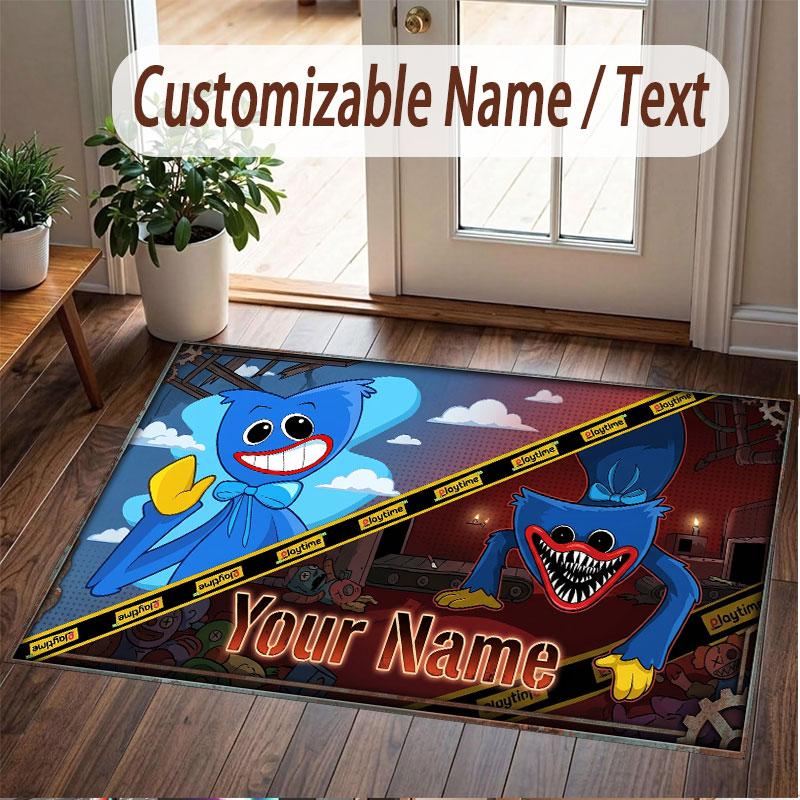 Custom Name Text Crystal Velvet Rug,Poppy Playtime Soft Plush Decorative Non Slip Floor Carpet