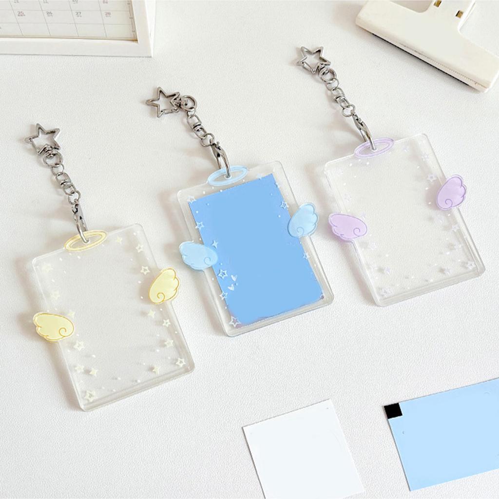 Cartoon Photocard Holder Kpop Photo Card Holder with Keychain ID Card Holder Pendant Keychain Student Card Sleeves
