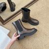 5Cm Heightening Locomotive Martin Boots Women's Versatile Breathable Thick-soled Thin Medium Tube Chimney Pants Tube Retro Short Boots