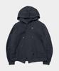 SOME PLACE Double Button Round Pocket Detail Semi-Overfit Soft Hooded Long Sleeve Coat [Charcoal]