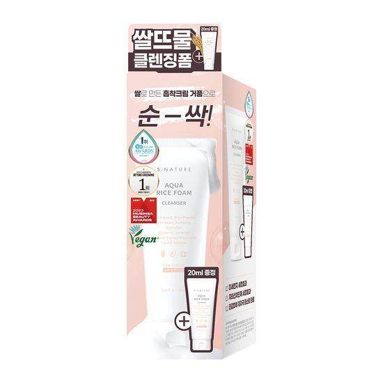 S.NATURE Aqua Rice Mildly Acidic Cleansing Foam 160ml Special Offer (+20ml)
