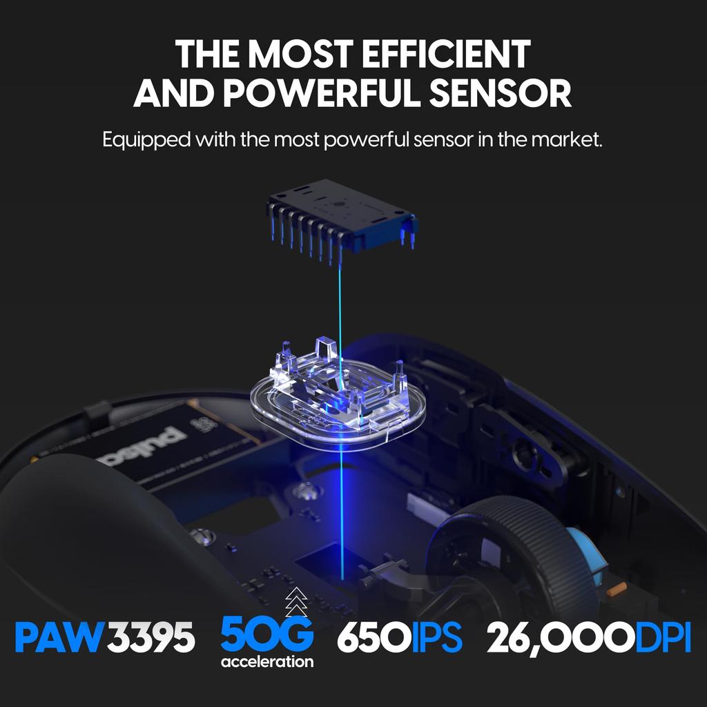 Pulsar Gaming Gears X2V2 Wireless Gaming 26000 DPI Optical Black Mouse, Ultra-Lightweight 53g, Ambidextrous, 2.4GHz, 1ms, Sensor, PAW3395,