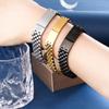 15mm Wide Curved Bar Watch Band Bracelet for Men Stainless Steel Adjustable Titanium Steel Korean Fashion Jewelry