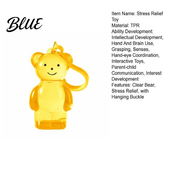 Stress Relief Fidget Toy Clear Bear Squeeze with Hanging Buckle Sensory Ball Slow Rising Sugar Decompression Animal Reliever