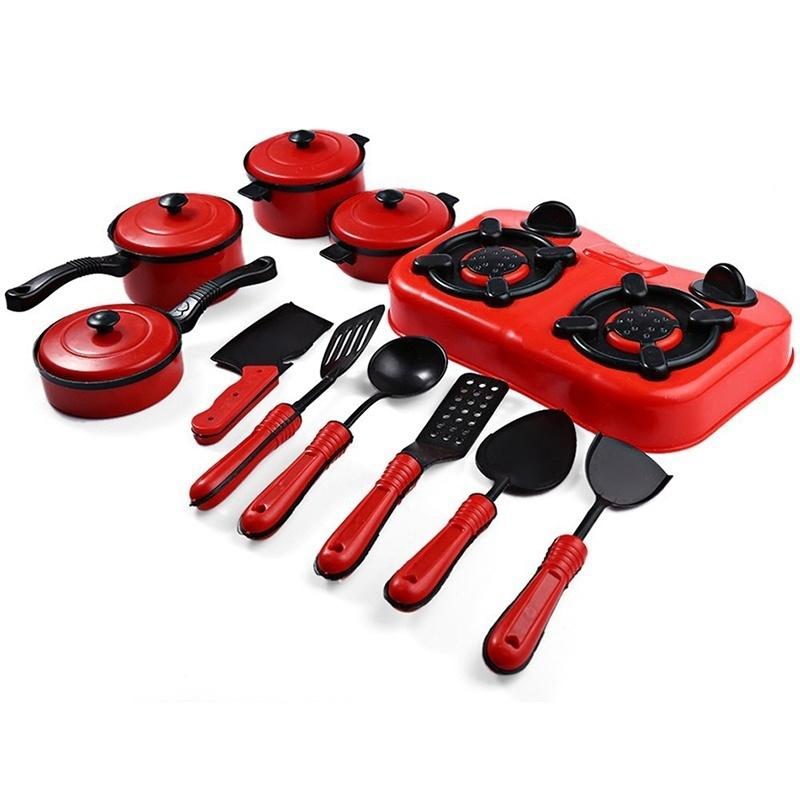 11PCS/Set Baby Kid Play Kitchen Utensils House Toy Cooking Pots Pans Food Dishes Cookware