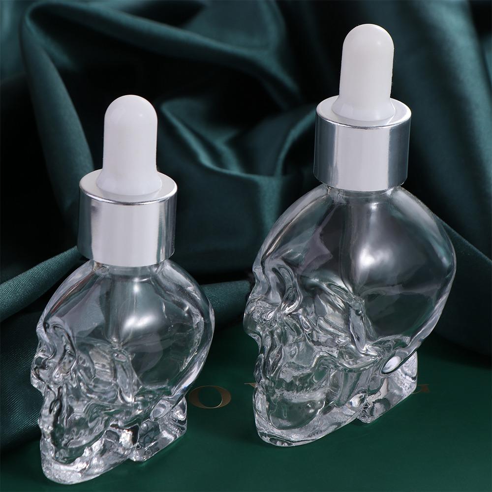 Transparent Skull Shape  Bottle with Pipette Glass Liquid Dropper Bottle Portable   Travel