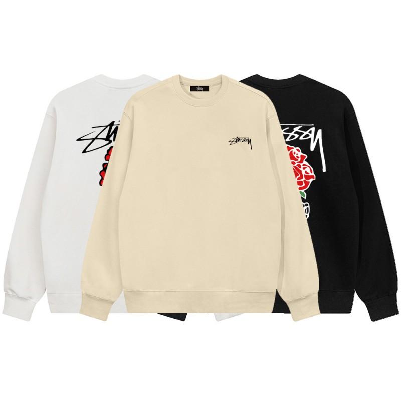 Stussy Print Thin Crewneck Sweatshirt Men Women Loose Fit Casual Top